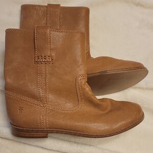 Frye Slip On Tan Leather Boots